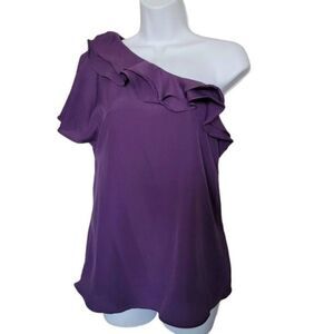 Sugarlips one-shoulder ruffled violet top size small
